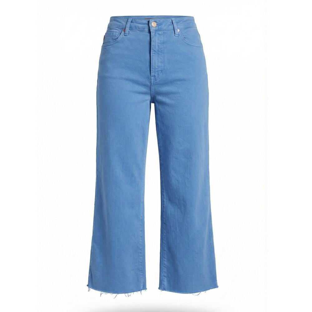 Judy Blue Women 15/32 Wide Leg Boho Raw Hem Garment Dyed High Rise Stretch Jeans